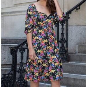 NWT Yumi Kim Floral Love Story Midi Dress Square Neck Puff Sleeve Tiered Boho